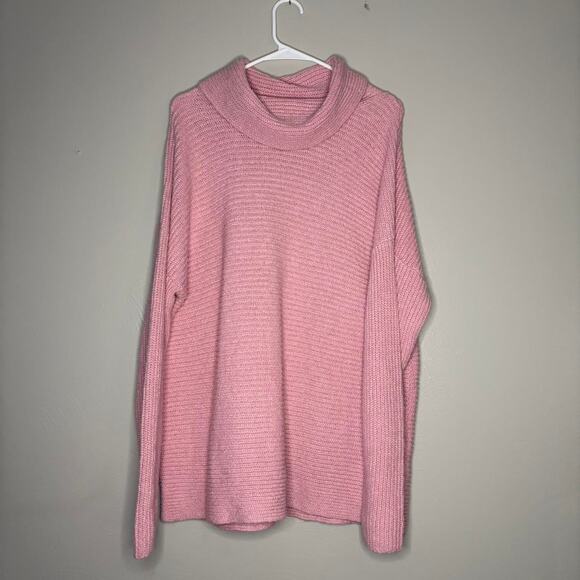 J Crew Pink turtleneck sweater oversized | Knit | Cableknit - Picture 1 of 5